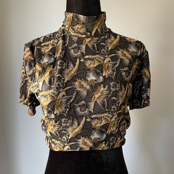 Vintage Floral Mockneck Short Sleeve (S) - Picture 6 of 10